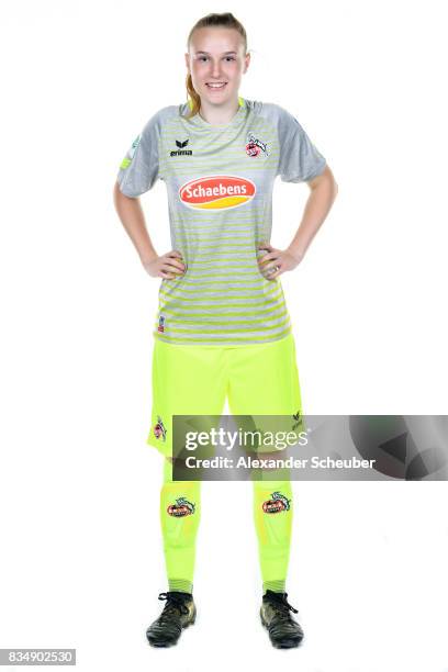 Hannah Scheffler of 1. FC Koeln poses during the Allianz Frauen Bundesliga Club Tour at on August 16, 2017 in Cologne, Germany.