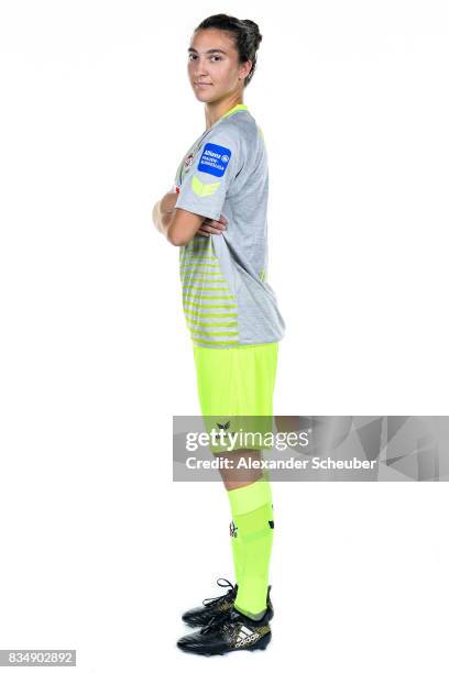 Kristina Bartsch of 1. FC Koeln poses during the Allianz Frauen Bundesliga Club Tour at on August 16, 2017 in Cologne, Germany.