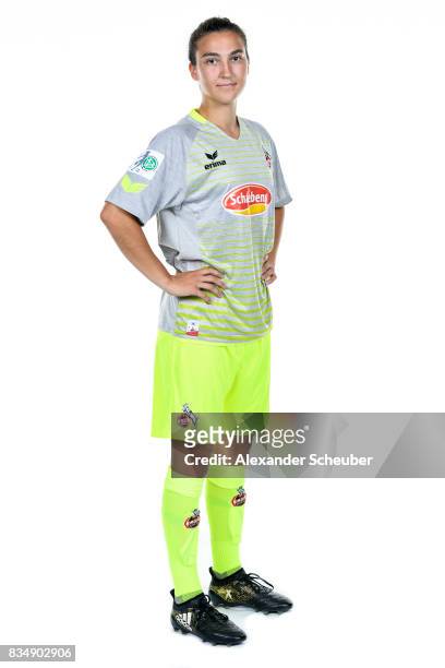 Kristina Bartsch of 1. FC Koeln poses during the Allianz Frauen Bundesliga Club Tour at on August 16, 2017 in Cologne, Germany.