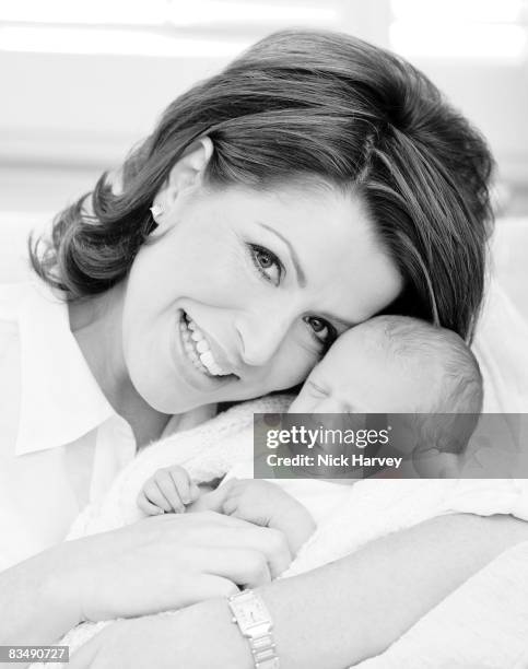 Natasha Kaplinsky and newborn son pose for a portrait session on September 29, 2008 in London, England.