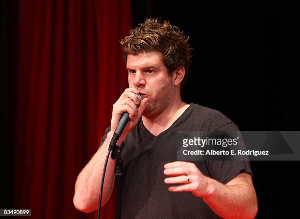 Comediian Steve Rannazzisi performs at "Loose Change" , a fundraiser for Barack Obama and Joe Biden Held at the Comedy Store on the Sunset Strip on...