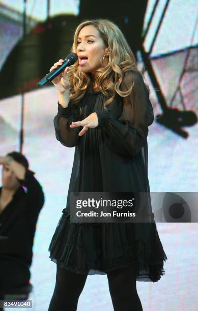 Leona Lewis performs at the grand opening of Westfield London on October 30, 2008 in London, England.