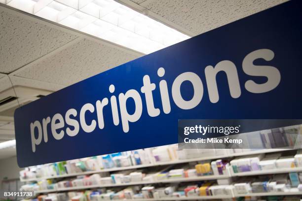 Prescription Drugs behind the counter at Boots the chemist in London, England, United Kingdom.