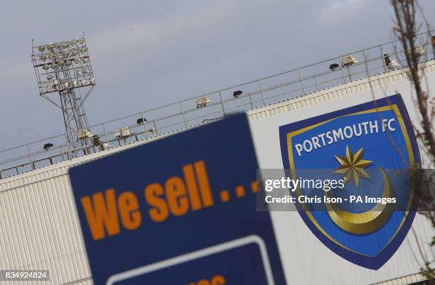 Storage company sign advertises its services close to Portsmouth FC's Fratton Park after it was announced that the club's owner Alexandre Gaydamak...