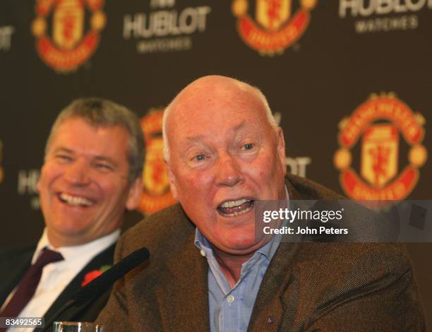 Jean-Claude Biver, CEO of Hublot Watches speaks at a press conference to announce Hublot Watches as the official timekeeper of Manchester United at...