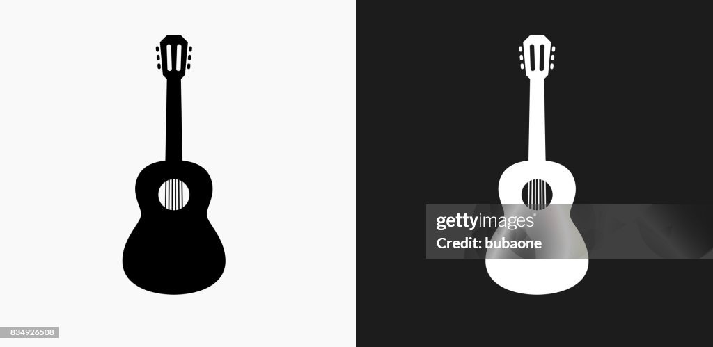 Icono de la guitarra acústica en blanco y negro Vector fondos