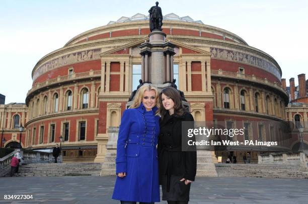 Faryl Smith, aged 13, poses with Katherine Jenkins on the day Smith signed her new 2.3 million contract to Universal Classics and Jazz, at the Royal...