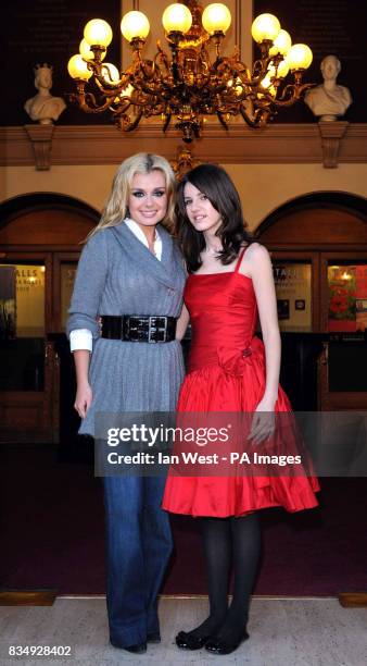 Faryl Smith, aged 13, poses with Katherine Jenkins on the day Smith signed her new 2.3 million contract to Universal Classics and Jazz, at the Royal...