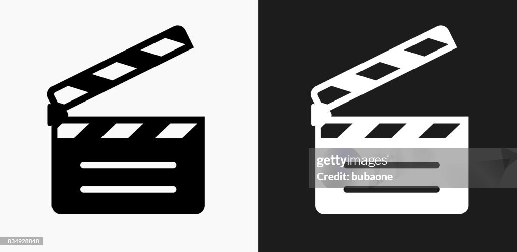 Movie Clapper Icon On Black And White Vector Backgrounds High-Res Vector  Graphic - Getty Images