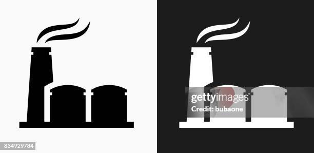 oil pump icon on black and white vector backgrounds - hydraulic fracturing icons stock illustrations
