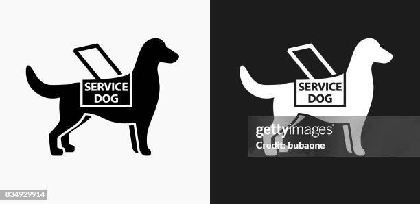 illustrazioni stock, clip art, cartoni animati e icone di tendenza di icona del cane di servizio su sfondi vettoriali in bianco e nero - service dog