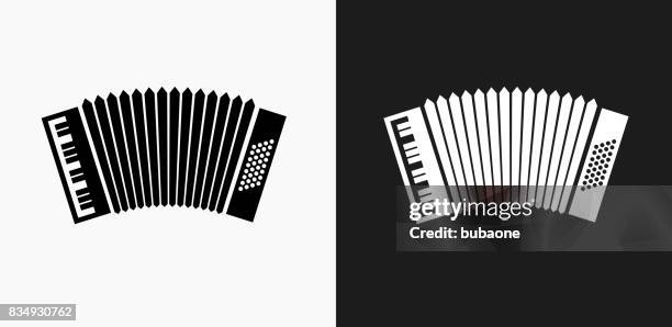 ilustraciones, imágenes clip art, dibujos animados e iconos de stock de en blanco y negro fondos de vector icono de acordeón - acordeonista