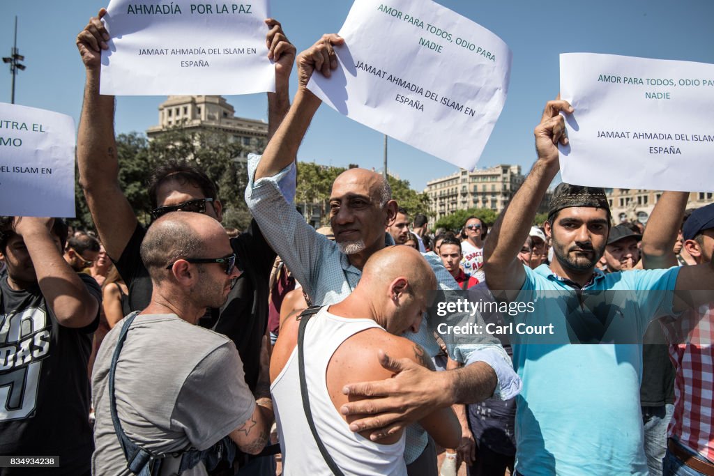 A Minute's Silence Is Held In Barcelona To Pay Tribute To The Terror Attack Victims