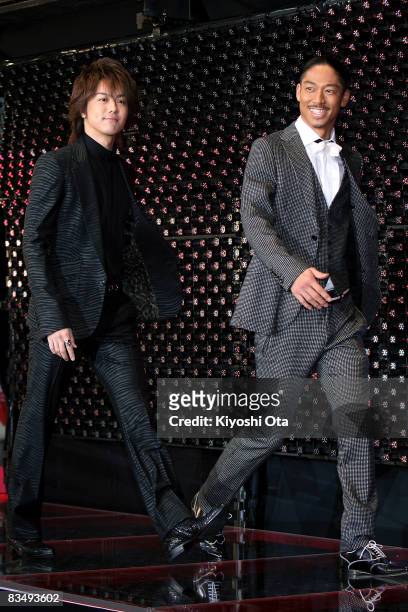 Takahiro and Akira of Japanese pop music band Exile attend 'Red Cliff Part 1' Pre-Opening Gala at Roppongi Hills on October 30, 2008 in Tokyo, Japan....