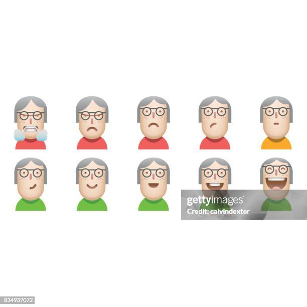 customer satisfaction avatars icon set - satisfaction scale stock illustrations