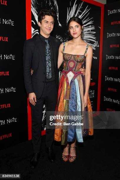 Actor Nat Wolff and actress Margaret Qualley attend the "Death Note" New York premiere at AMC Loews Lincoln Square 13 theater on August 17, 2017 in...
