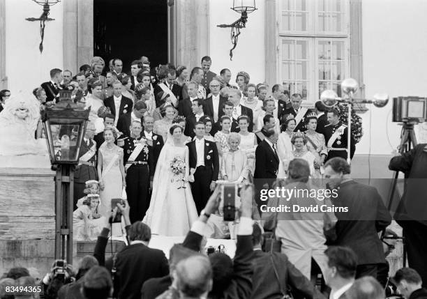 The wedding of Princess Margrethe to French diplomat, Henri de Laborde de Monpezat in Copenhagen, 10th June 1967.