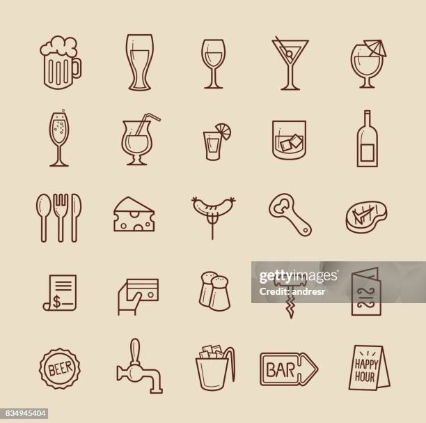 bar icons - draft beer stock illustrations