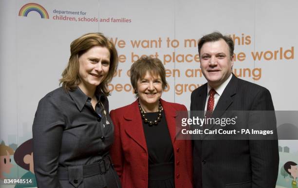 Sarah Brown, wife of Prime Minister Gordon Brown, Sun Agony Aunt Deidre Sanders and School Secretary Ed Balls at a 'relationships summit' at Church...