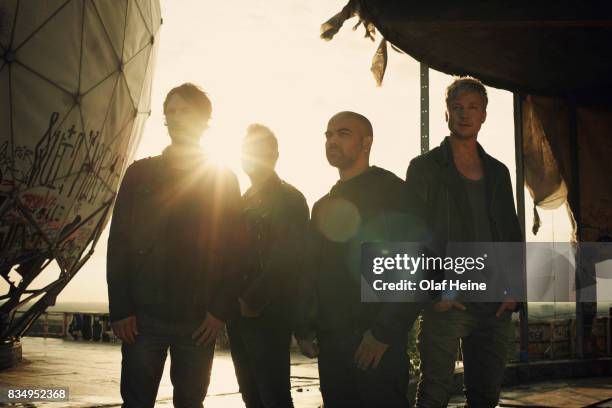 Finnish rock band Sunrise Avenue are photographed on April 8, 2013 in Berlin, Germany.