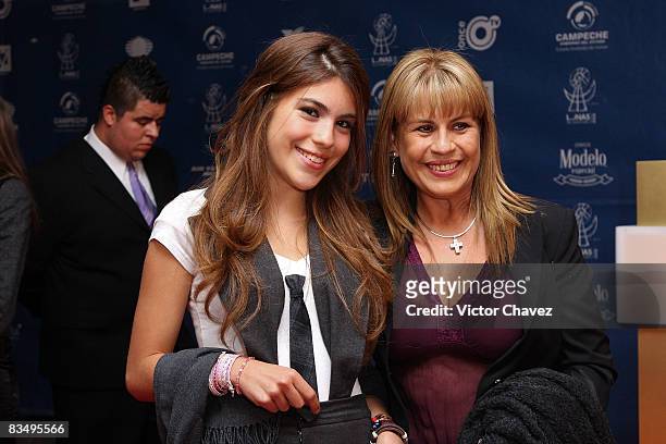 Valeria Perdigon and her mother Leticia Perdigon attends the red carpet for Lunas del Auditorio at Auditorio Nacional on October 29, 2008 in Mexico...