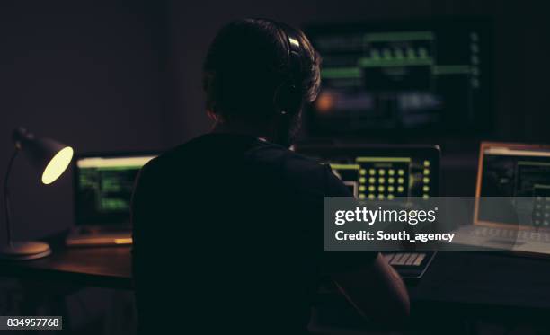 Hacker Quaker 171 Hacker Behind Screen Stock Photos, High-Res Pictures, and Images ...