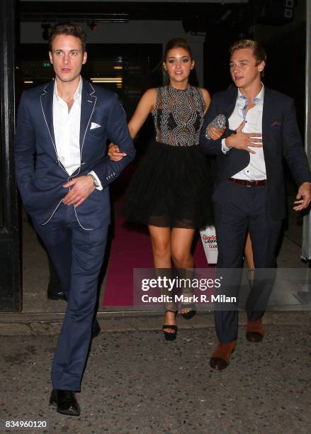 Gary Lucy, Jacqueline Jossa and Ben Hardy depart the Inside Soap Awards on October 21, 2013 in London, England.