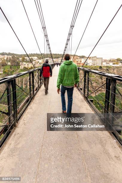 the passerelle perregaux suspension footbridge - algeria city stock pictures, royalty-free photos & images