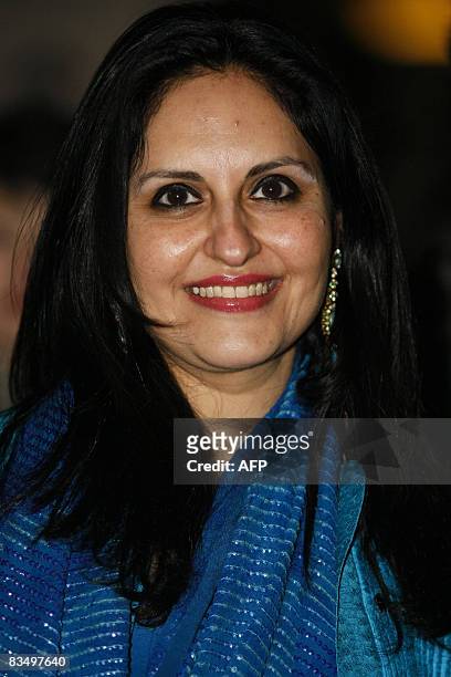 Indian director Loveleen Tandan arrives for the premiere of the film 'Slumdog Millionaire' in London's Leicester Square, on October 30 during the...