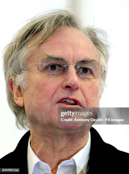 Professor Richard Dawkins speaks at an atheist campaign launch in Kensington Gardens, London. The UK's first ever atheist campaign is launched today...