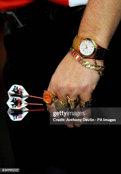 Martin Adams in action during the World Darts Championship at Frimley Green, Surrey.