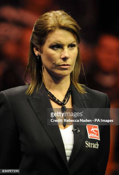 Referee Michaela Tabb during the The Masters at Wembley Arena, London.