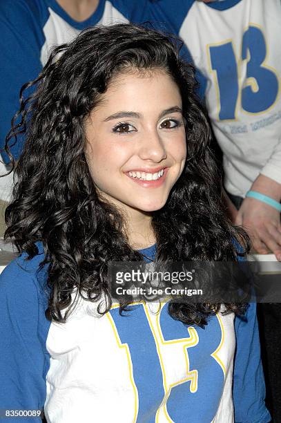 Actress Ariana Grande from "13" A new musical" visits Planet Hollywood Times Square on October 30, 2008 in New York City.