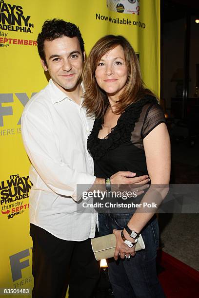 Fred Savage and Jennifer Lynn Stone arrive to the "It's Always Sunny in Philadelphia" Season 4 Premiere and Season 3 DVD Launch Party hosted by FX...