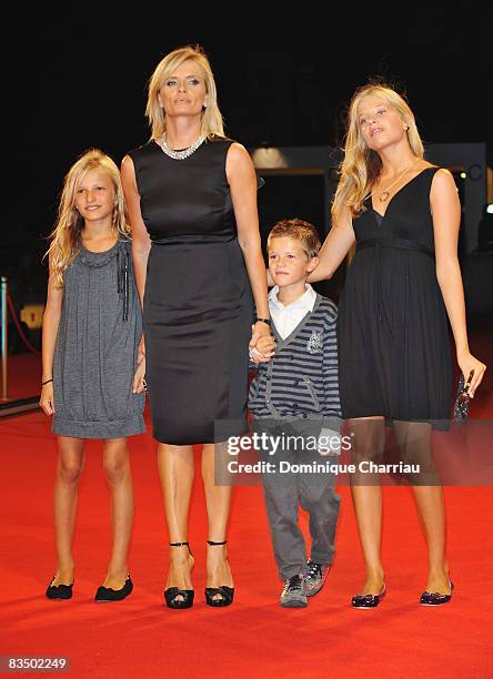 Actress Isabella Ferrari and children attend the 'll Seme Della Discordia' film premiere at the Sala Grande during the 65th Venice Film Festival on...