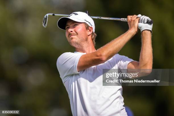 Jens Fahrbring of Sweden is seen during day two of the Saltire Energy Paul Lawrie Matchplay at Golf Resort Bad Griesbach on August 18, 2017 in...