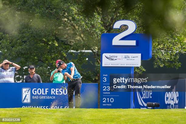 Paul Dunne of Ireland is seen during day two of the Saltire Energy Paul Lawrie Matchplay at Golf Resort Bad Griesbach on August 18, 2017 in Passau,...