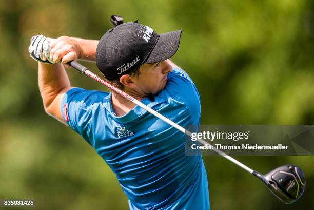 Paul Dunne of Ireland is seen during day two of the Saltire Energy Paul Lawrie Matchplay at Golf Resort Bad Griesbach on August 18, 2017 in Passau,...