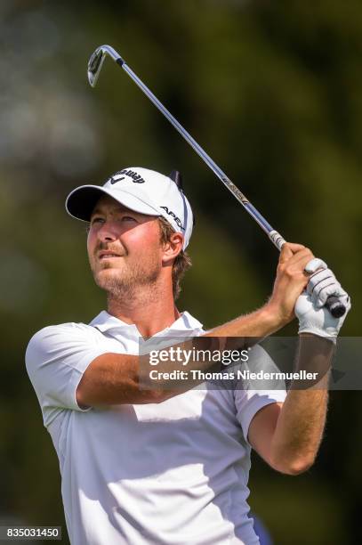 Jens Fahrbring of Sweden is seen during day two of the Saltire Energy Paul Lawrie Matchplay at Golf Resort Bad Griesbach on August 18, 2017 in...