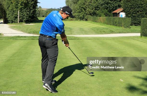 Paul Dunne of Ireland tees off on the 12th hole during the 32 qualifiers matches of the Saltire Energy Paul Lawrie Matchplay at Golf Resort Bad...