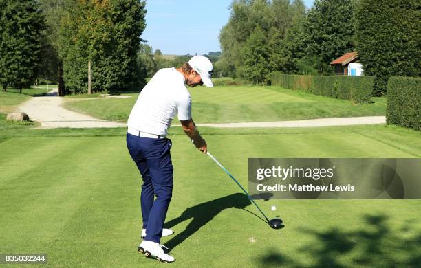 Jens Fahrbring of Sweden tees off on the 12th hole during the 32 qualifiers matches of the Saltire Energy Paul Lawrie Matchplay at Golf Resort Bad...