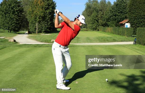 Alejandro Canizares of Spain tees off on the 12th hole during the 32 qualifiers matches of the Saltire Energy Paul Lawrie Matchplay at Golf Resort...