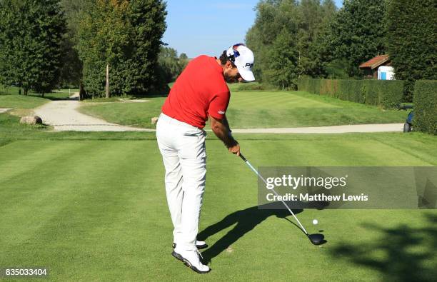 Alejandro Canizares of Spain tees off on the 12th hole during the 32 qualifiers matches of the Saltire Energy Paul Lawrie Matchplay at Golf Resort...