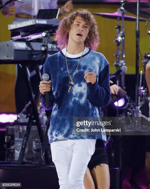 Trevor Dahl of Cheat Codes performs on ABC's "Good Morning America" at Rumsey Playfield on August 18, 2017 in New York City.