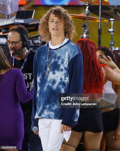 Trevor Dahl of Cheat Codes performs on ABC's "Good Morning America" at Rumsey Playfield on August 18, 2017 in New York City.