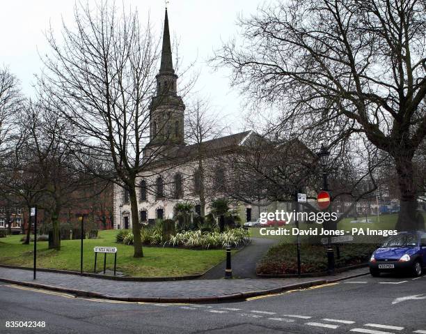 General view of St. Paul's Square in Birmingham, near the city's Jewellery Quarter, showing examples of signs both with and without an apostrophe.