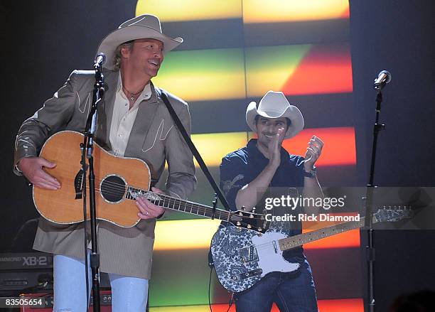 Alan Jackson and Brad Paisley at the Taping of CMT "GIANTS" Honoring Alan Jackson at The Ryman Auditorium on October 30, 2008 in Nashville,...