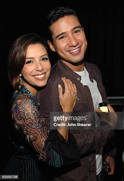 Actors Eva Longoria Parker and Mario Lopez attend the Blackberry Bold launch party at a private residence on October 30, 2008 in Beverly Hills,...