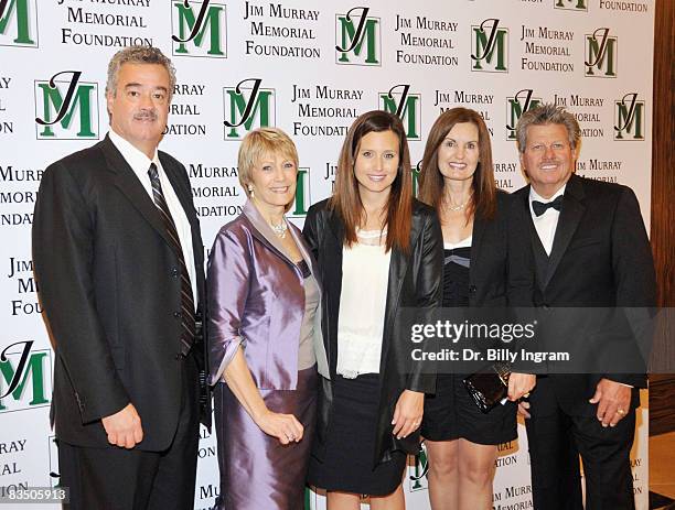 Tom Compton, President NHRA, Linda McCoy Murray, President/Founder of the Jim Murray Foundation, Ashley Force, Laurie Force, and John Force attend...