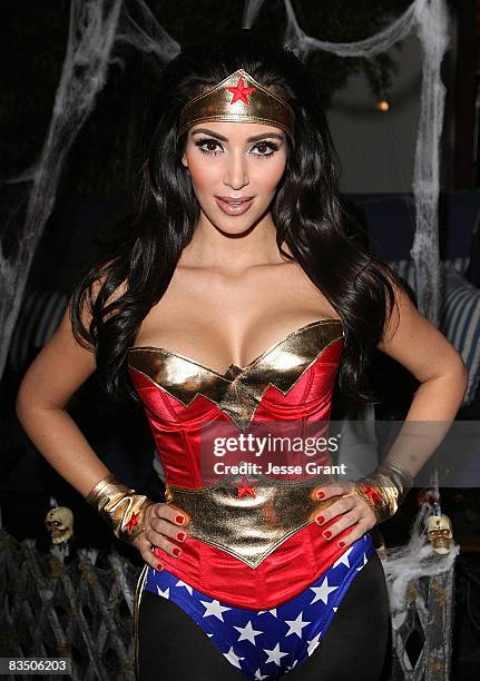 Kim Kardashian attends her Halloween party hosted by PAMA at Stone Rose on October 30, 2008 in Los Angeles, California.